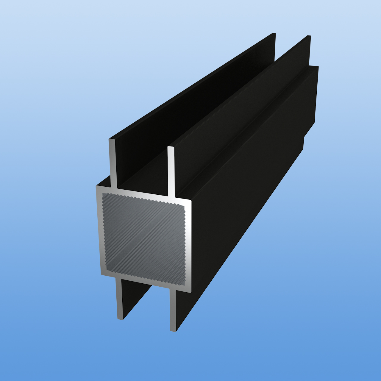 Vierkantrohr für Steckverbinder mit Doppelstegen | Ausführung 16mm H-Profil | Schwarz eloxiert - E6 C35 | 30 x 30 x 2 mm