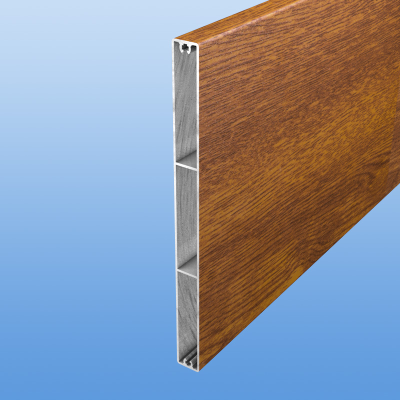Zaunplanke aus Aluminium 200 mm breit in Holzoptik