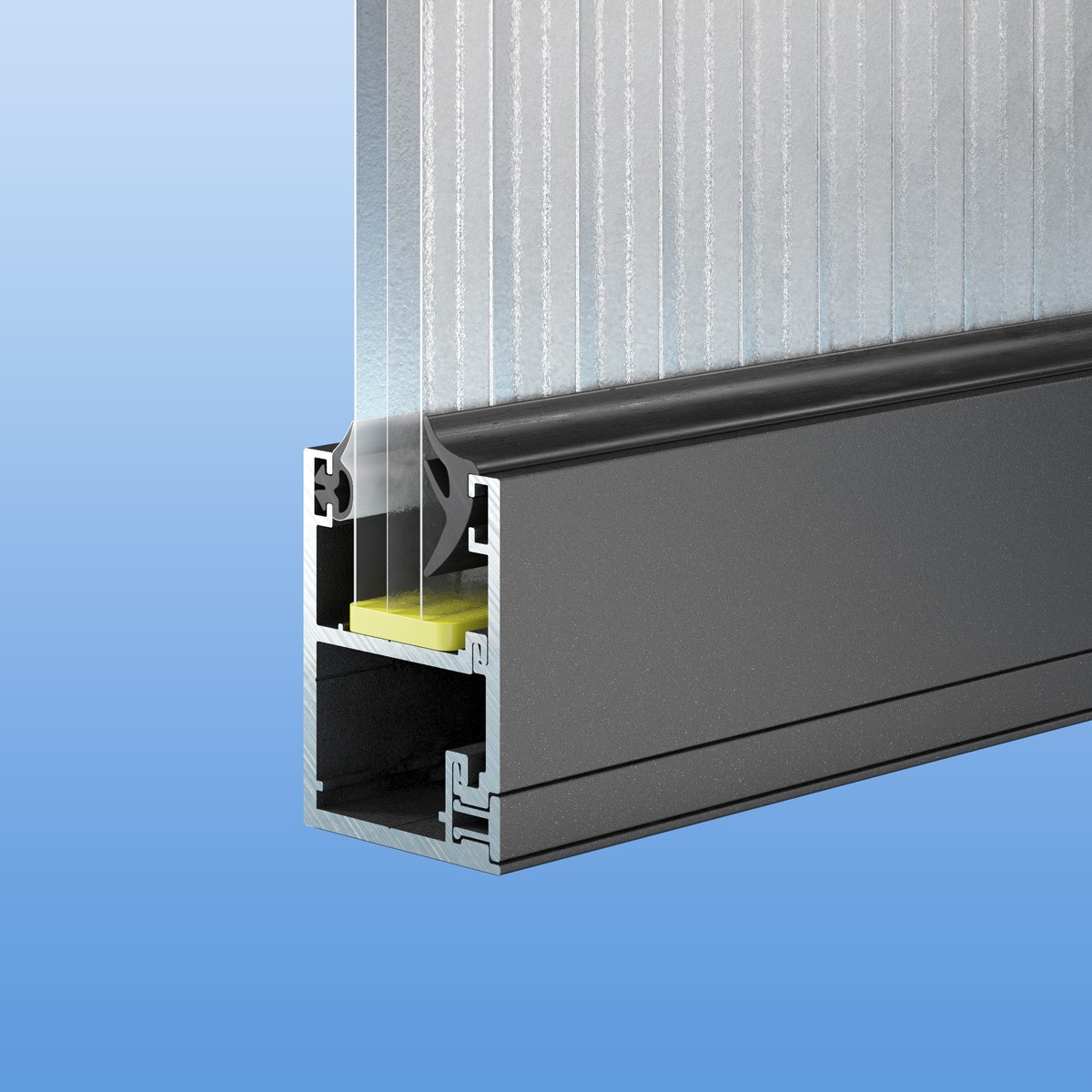 Verglasungsprofil in anthrazit (DB703) mit Dichtung für 16mm Stegplatten
