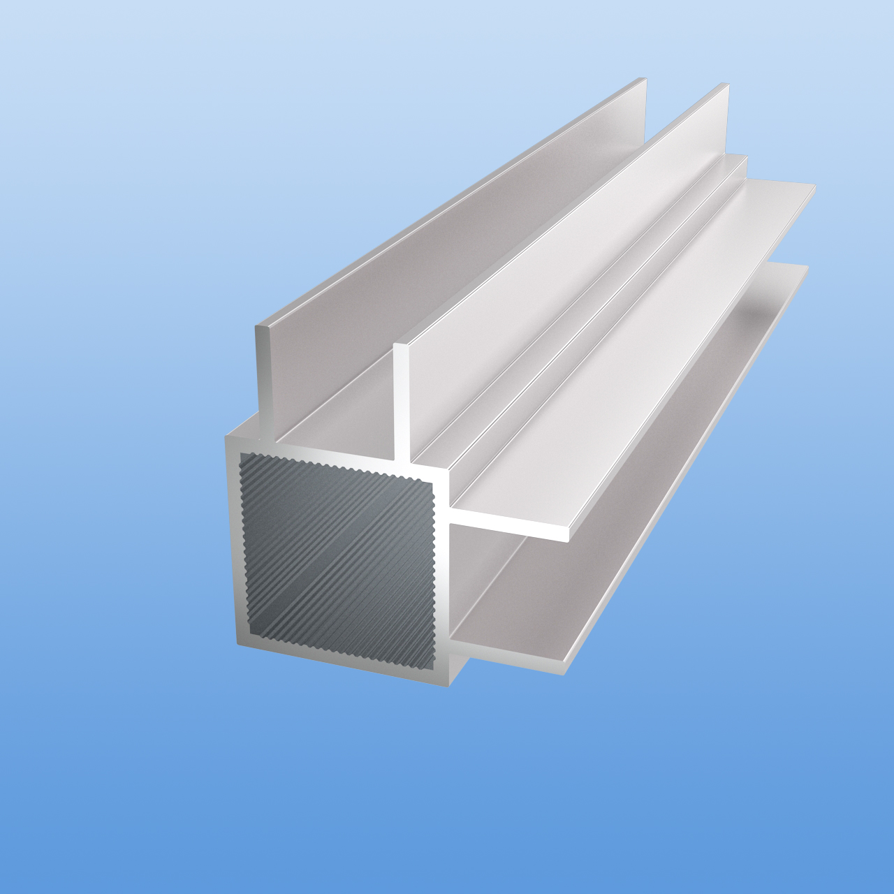 Vierkantrohr für Steckverbinder mit Doppelstegen | Ausführung 16mm Eckprofil | Silber eloxiert - E6 EV1 | 30 x 30 x 2 mm