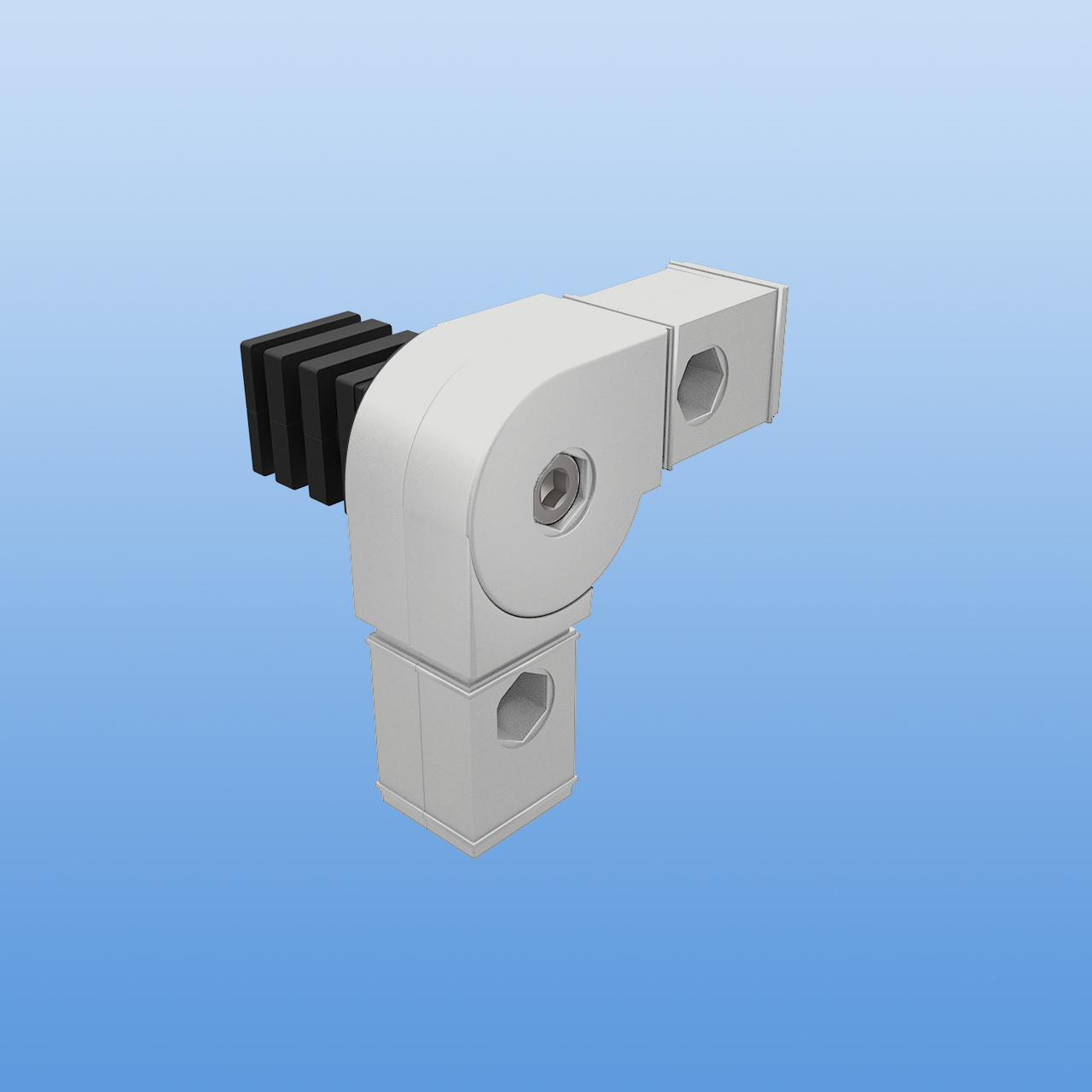 Steckverbinder für 30 x 30 x 2 mm Vierkantrohr | Gelenkverbinder 45 - 200 Grad mit einem Abgang | Grau RAL 7035