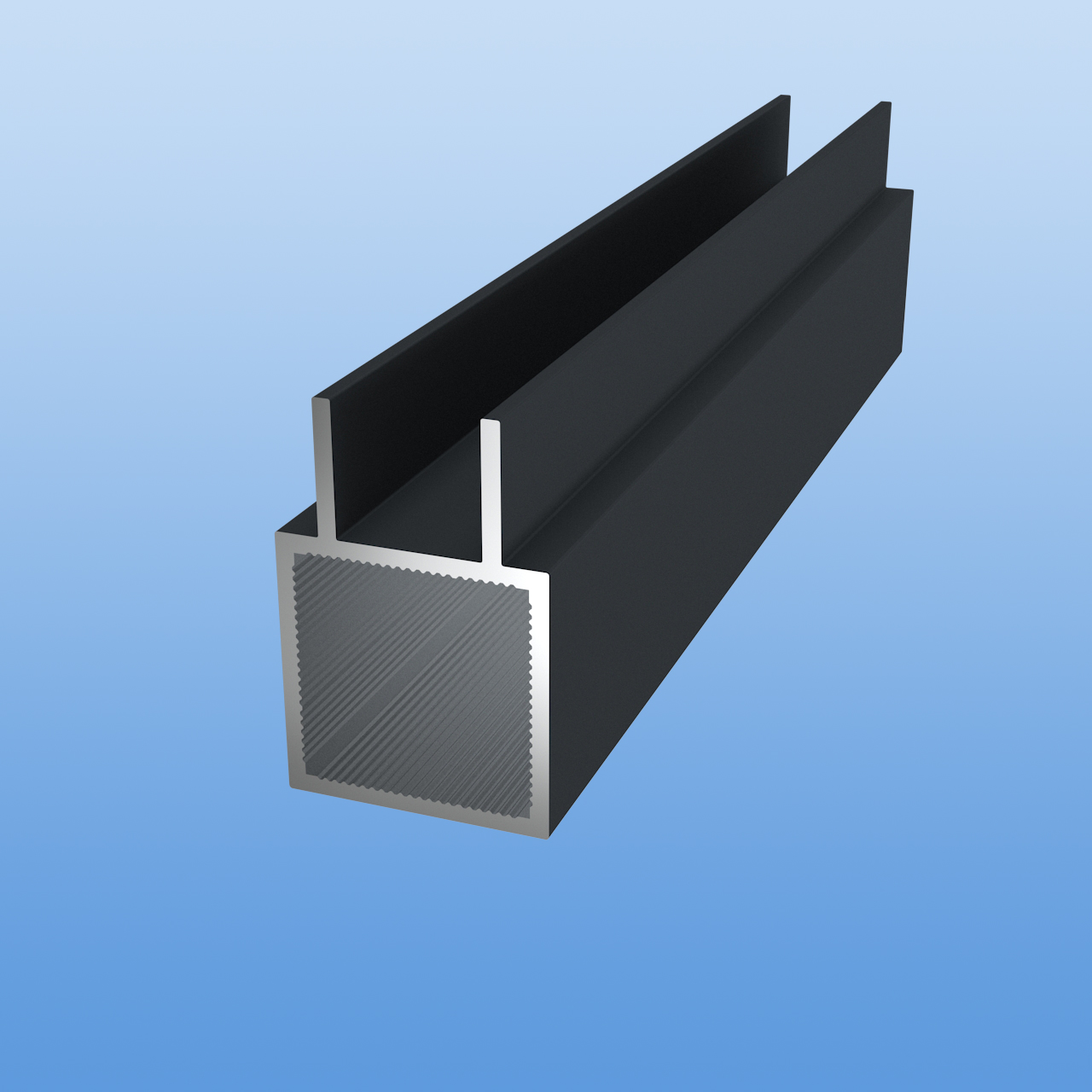Vierkantrohr für Steckverbinder mit Doppelstegen | Ausführung 16mm U-Profil | Anthrazit - RAL 7016 | 30 x 30 x 2 mm