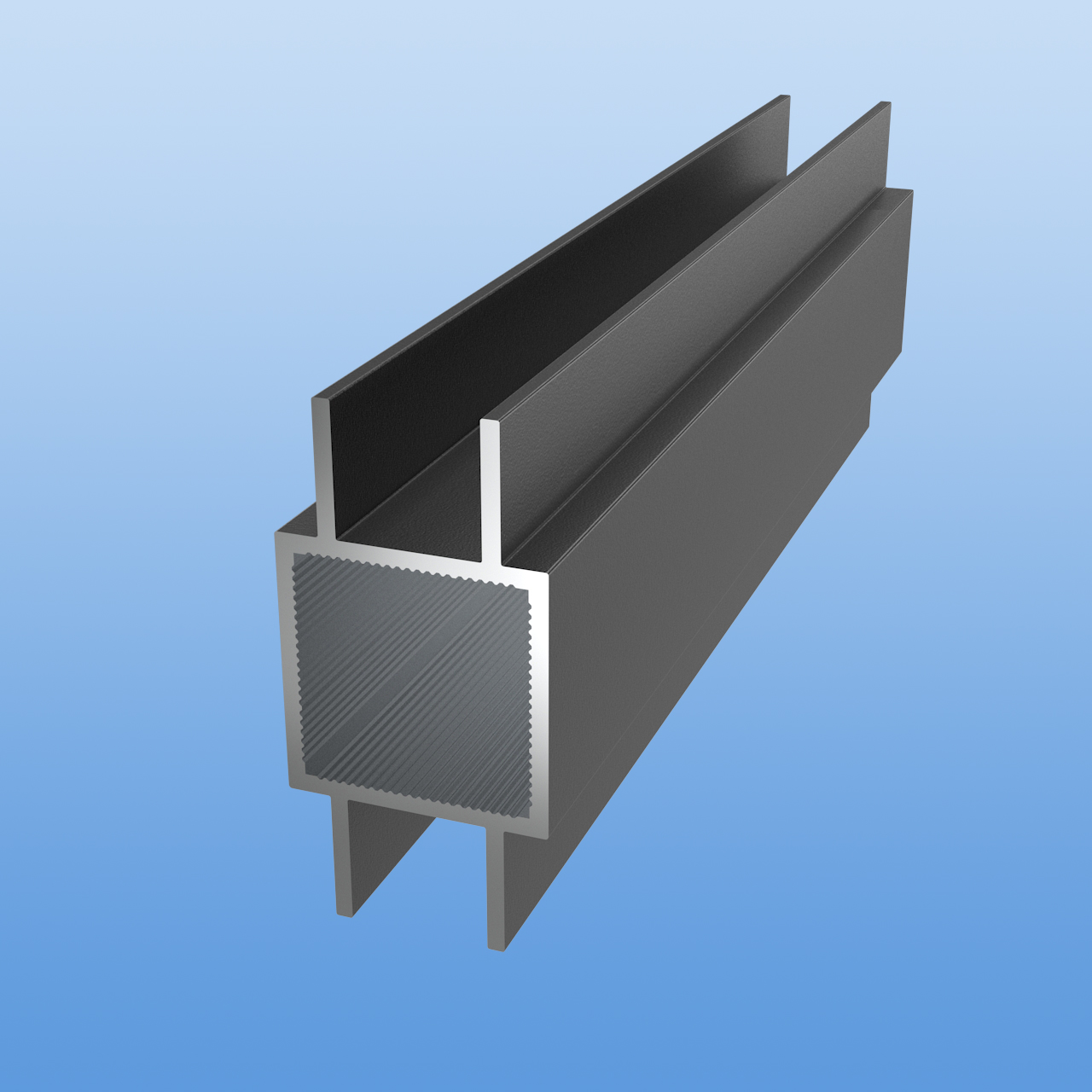 Vierkantrohr für Steckverbinder mit Doppelstegen | Ausführung 16mm H-Profil | Anthrazit - DB 703 | 30 x 30 x 2 mm