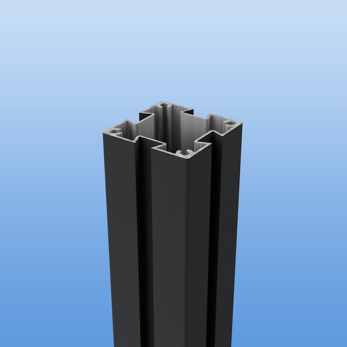 Nutpfosten mit vier Nuten 90 x 90 mm aus Aluminium