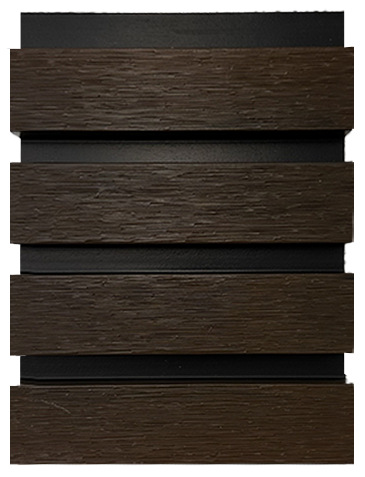 Akustikpaneele Outdoor aus WPC | Holzdekor in Dunkelbraun | 2350 x 219 x 26 mm