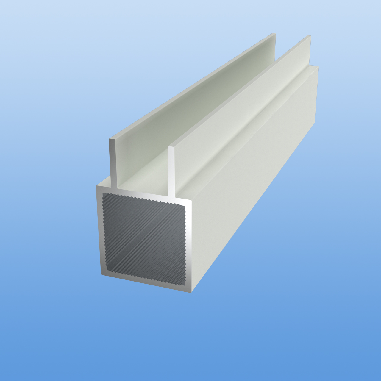Vierkantrohr für Steckverbinder mit Doppelstegen | Ausführung 16mm U-Profil | Weiß - RAL 9016 | 30 x 30 x 2 mm