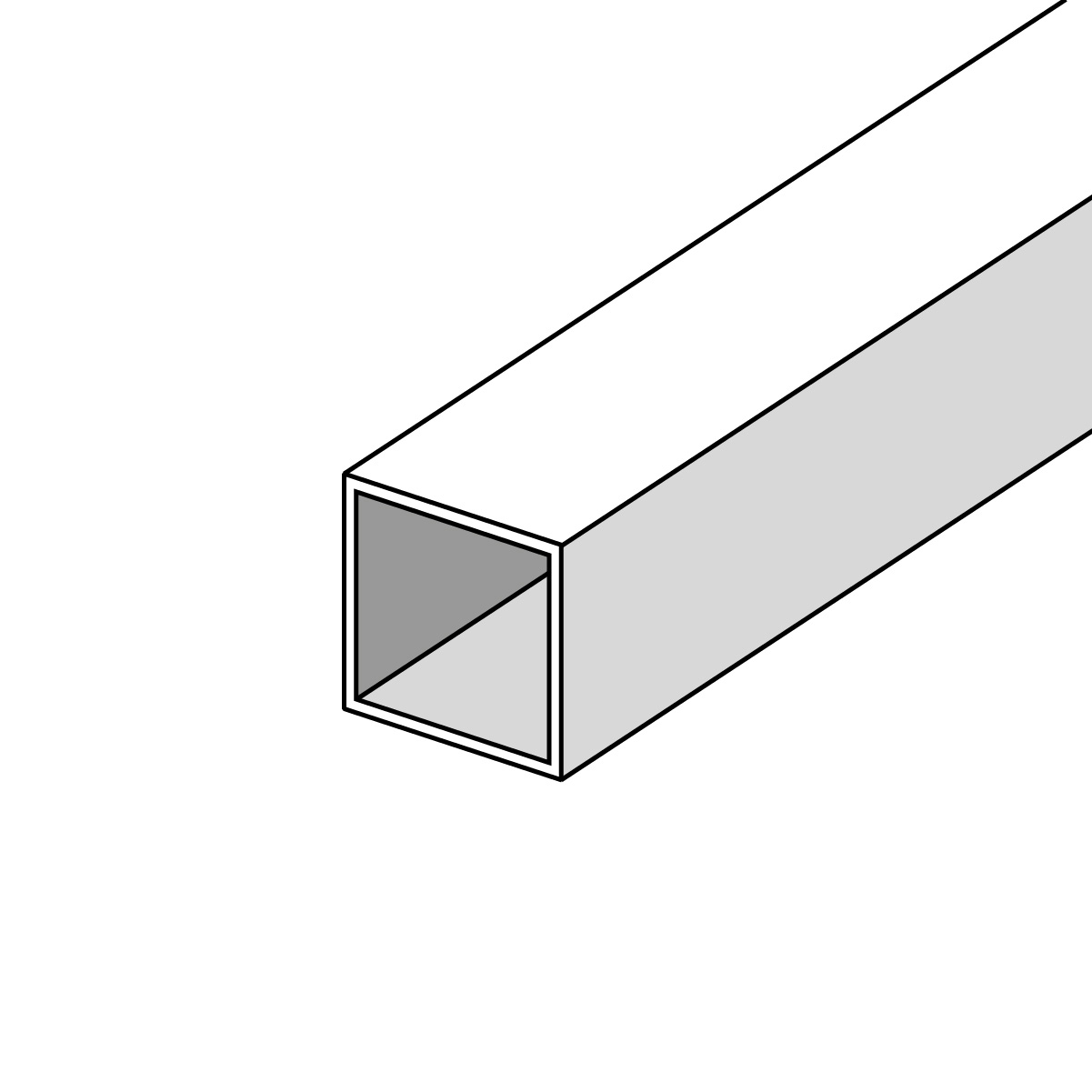 Vierkantrohr aus Aluminium | pressblank | 40 x 40 x 2 mm
