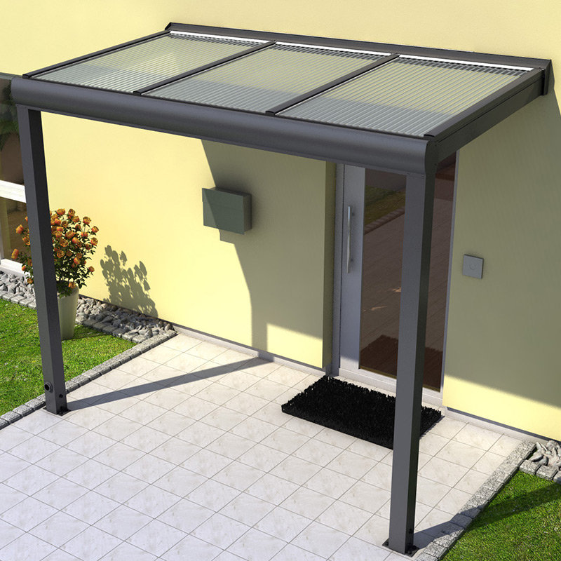 Vordach aus Aluminium mit 16 mm Stegplatten - 3000mm x 1000mm