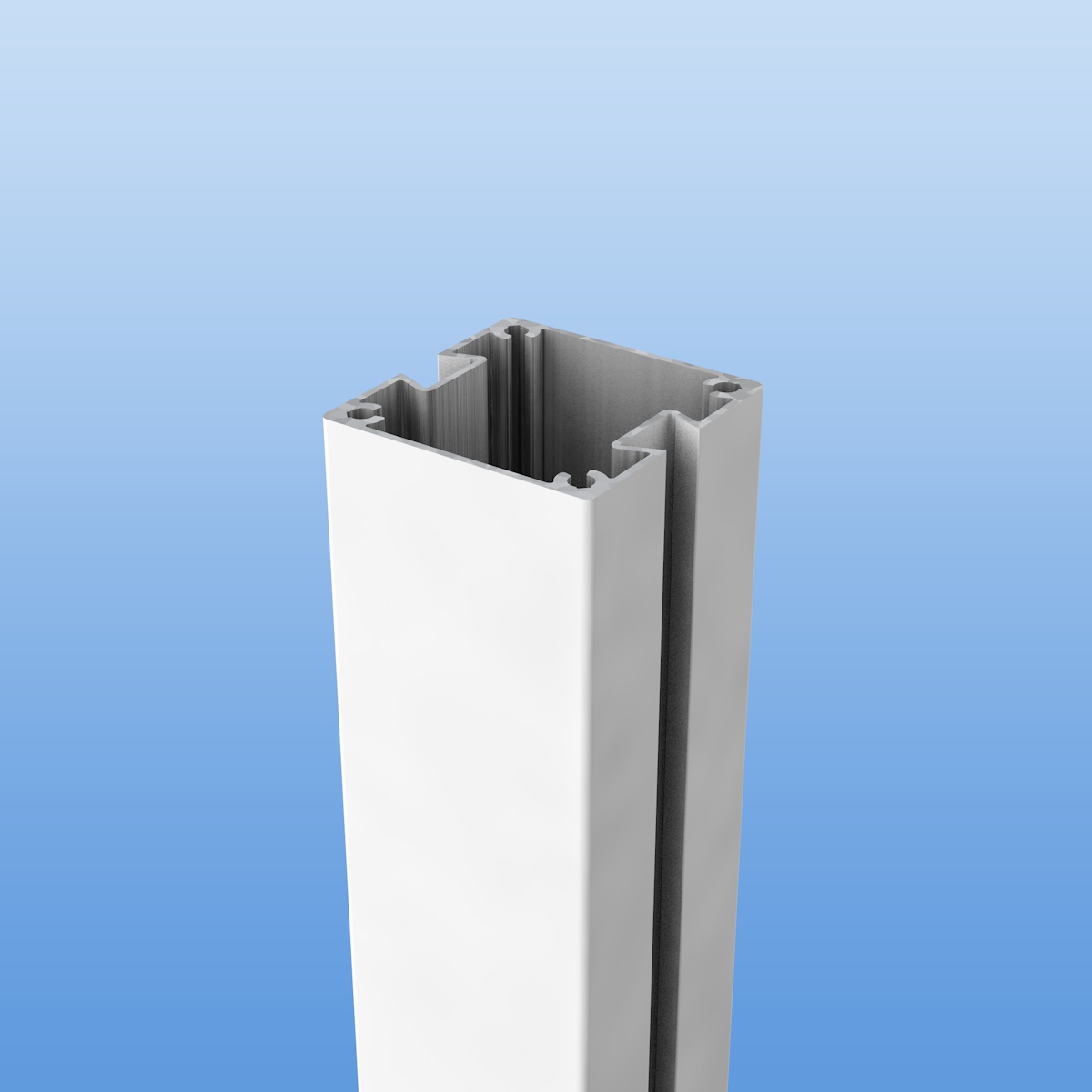 Nutpfosten mit zwei Nuten 90 x 90 mm aus Aluminium