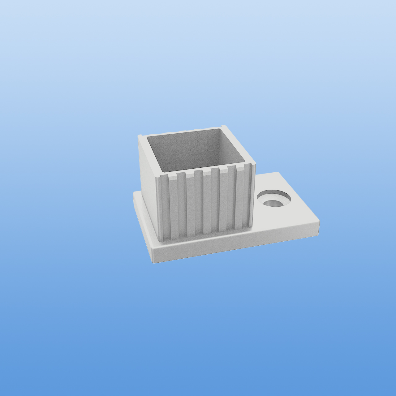 Flansch mit Zapfen für 30 x 30 x 2 mm Vierkantrohr | 1 Schraublasche | Grau