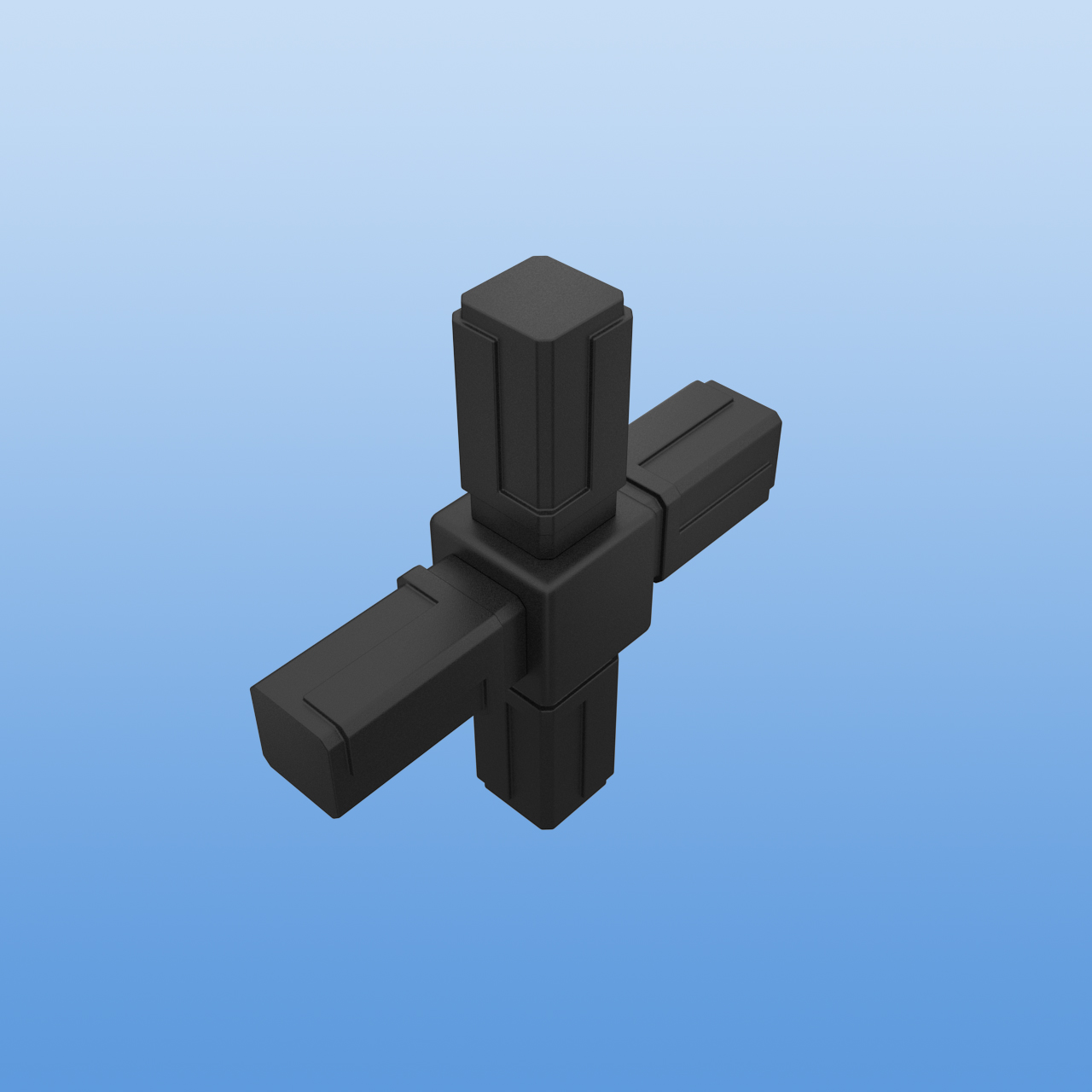 Steckverbinder für 13,5 x 13,5 x 1,25 mm Vierkantrohr | Kreuzverbinder | Schwarz