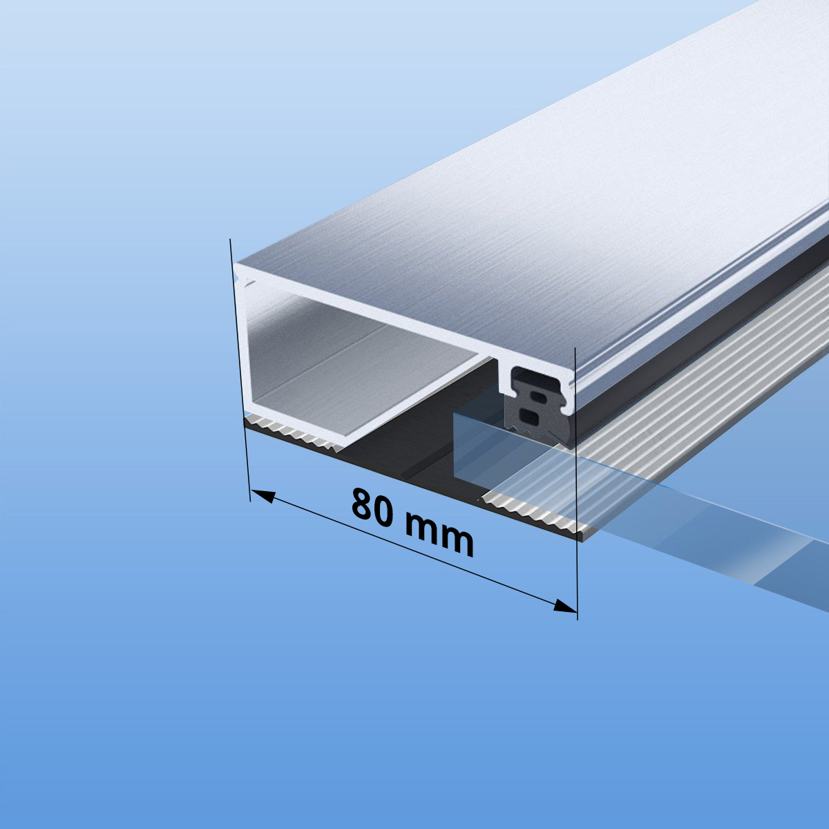 Verlegeprofil für 8mm Glas / VSG (Randprofil) - 80mm