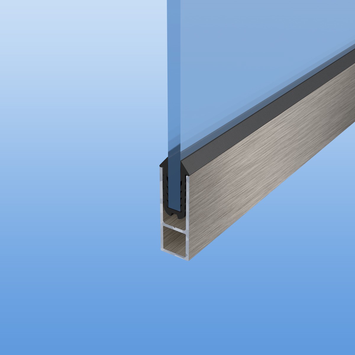 Rahmenprofil gebürstet mit Dichtung für 8,76 mm VSG Glas