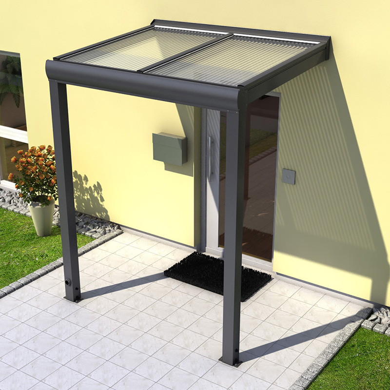 Vordach aus Aluminium mit 16 mm Stegplatten - 2000mm x 1000mm