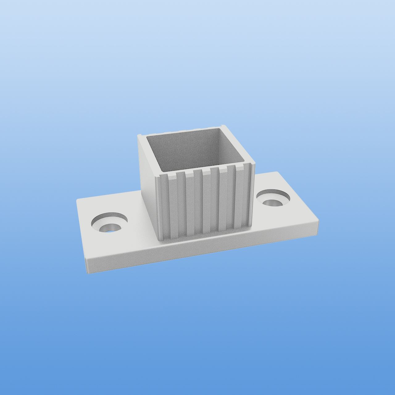 Flansch mit Zapfen für 30 x 30 x 2 mm Vierkantrohr | 2 Schraublaschen | Grau