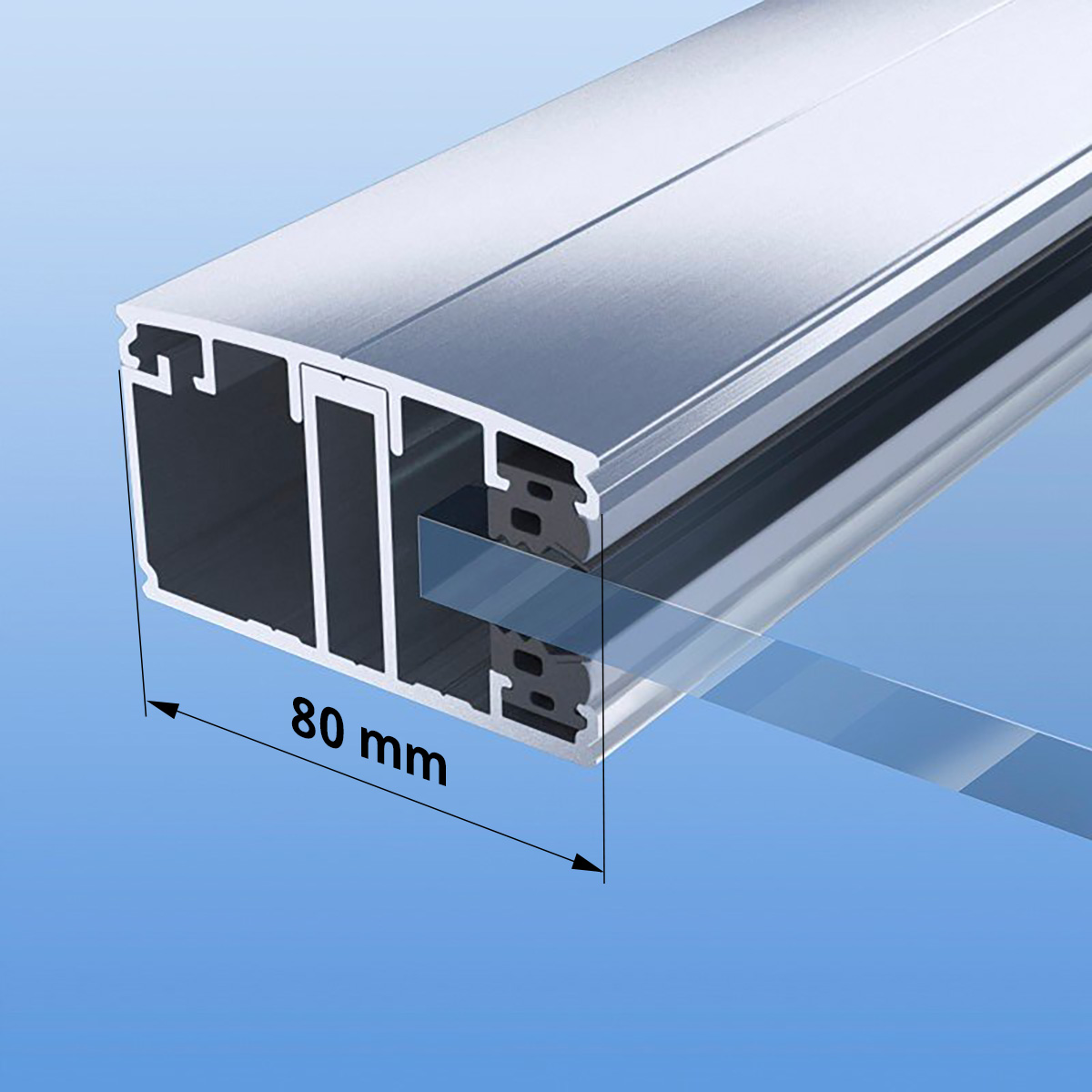Verlegesprosse für 12mm Glas / VSG (Randsprosse) - 80mm