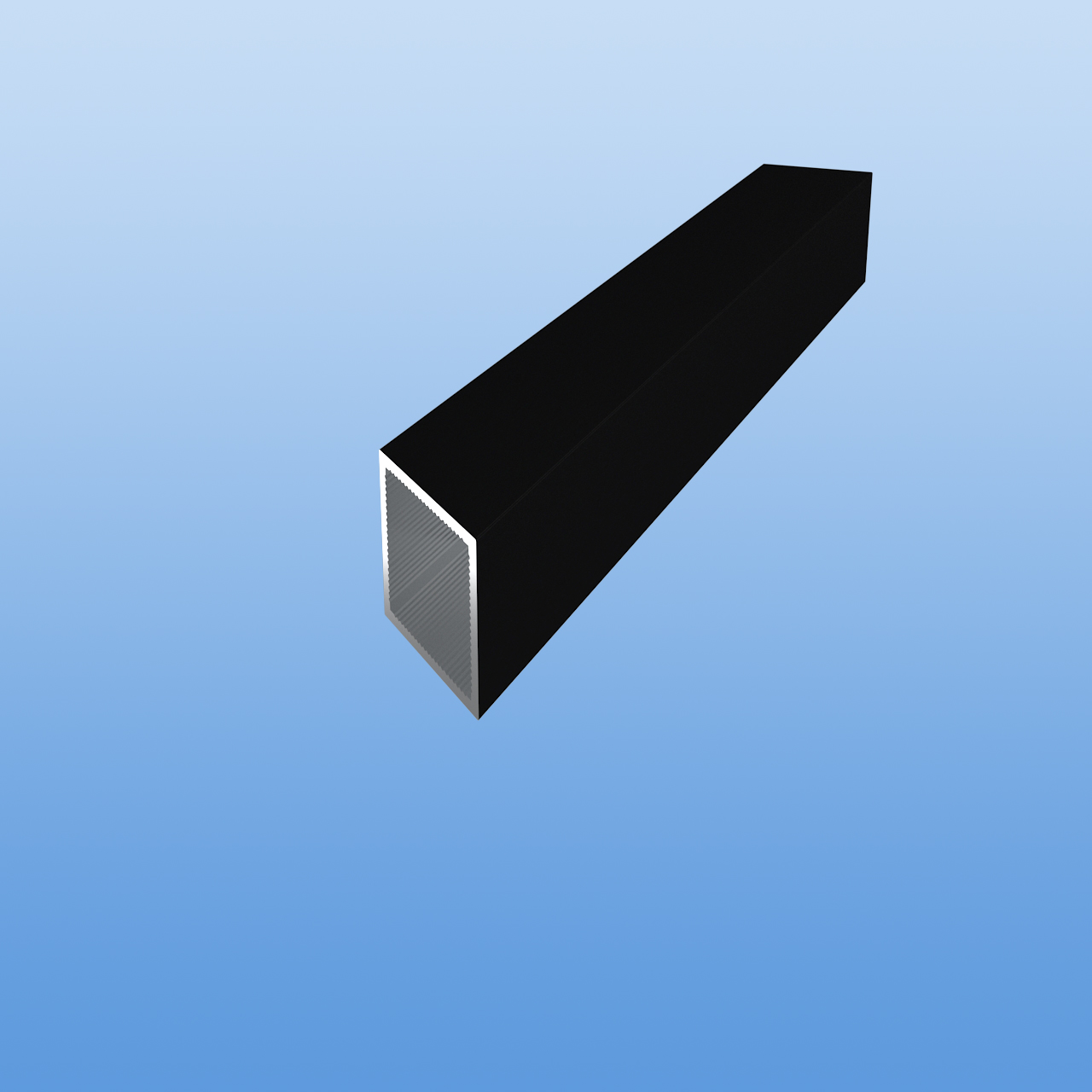 Vierkantrohr für Steckverbinder | Schwarz - RAL 9005 | 20 x 20 x 1,5 mm | einseitig 45 Grad