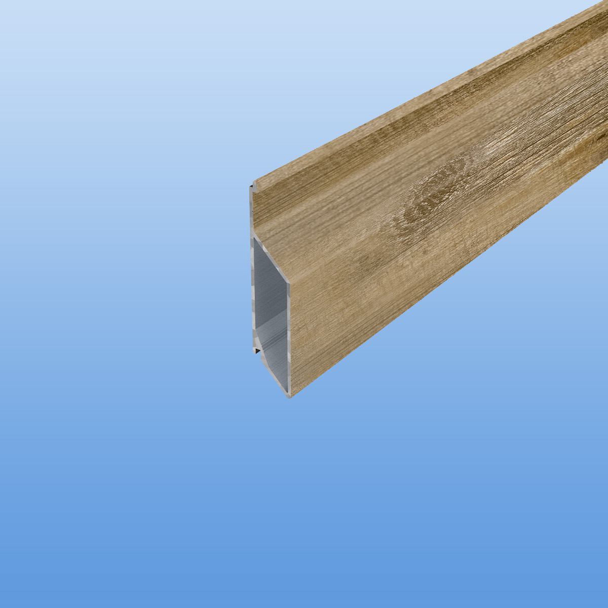 2. Wahl - Rhombusprofil aus Aluminium 16mm mit Montagesteg in Holzoptik - Treibholz- Sichtfläche 45mm