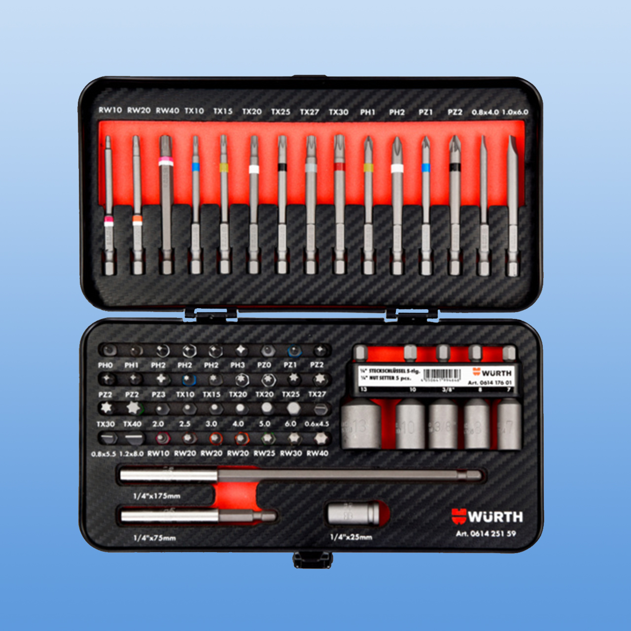 Bit-Sortiment mit Einlage in attraktiver Carbon-Optik - 59-teilig