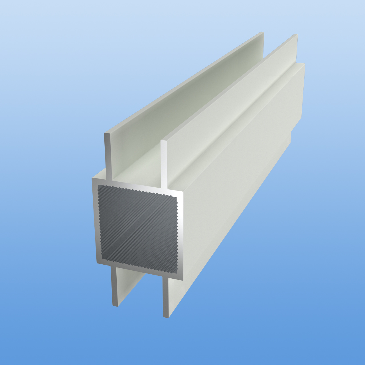 Vierkantrohr für Steckverbinder mit Doppelstegen | Ausführung 16mm H-Profil | Weiß - RAL 9016 | 30 x 30 x 2 mm
