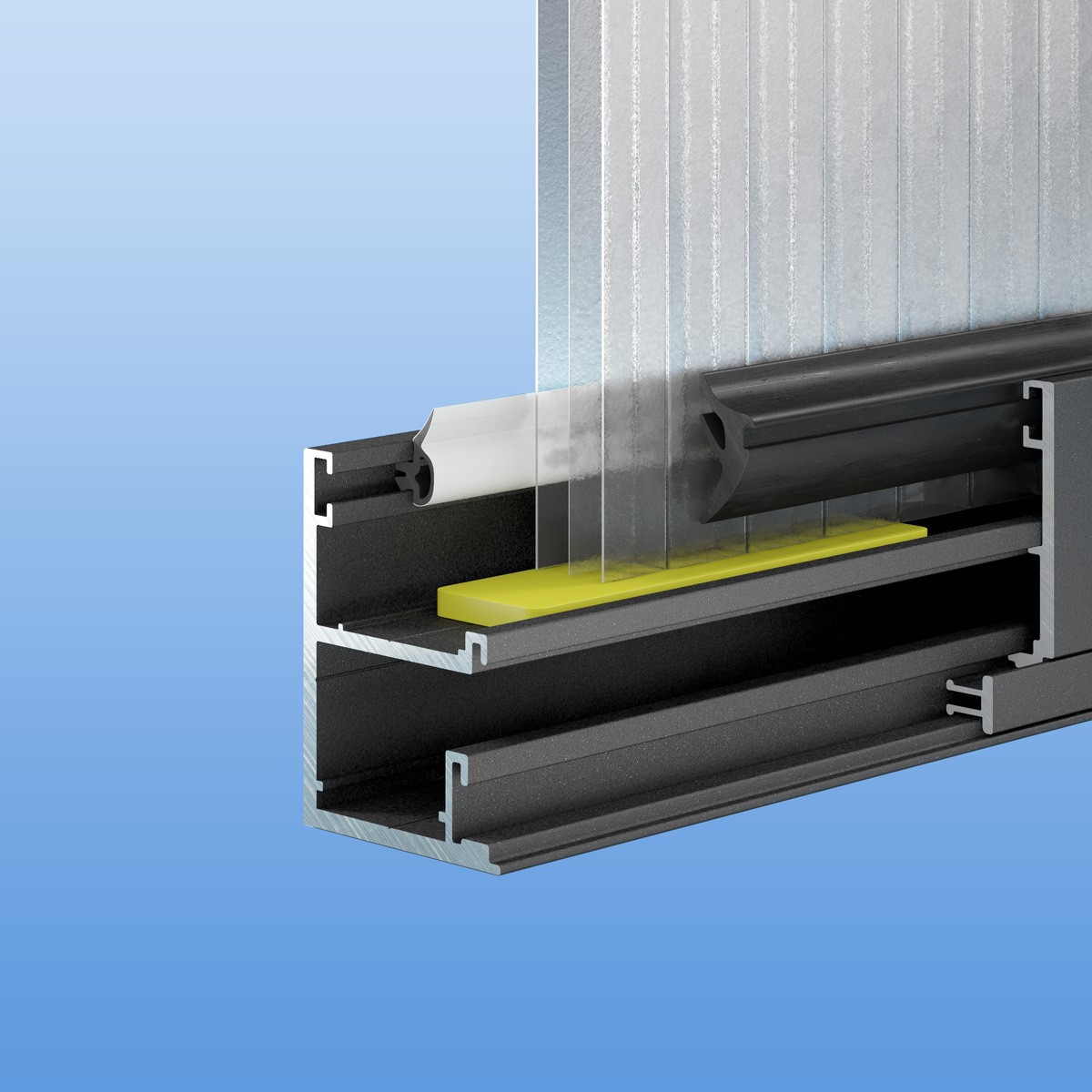 Verglasungsprofil in anthrazit (DB703) mit Dichtung für 16mm Stegplatten