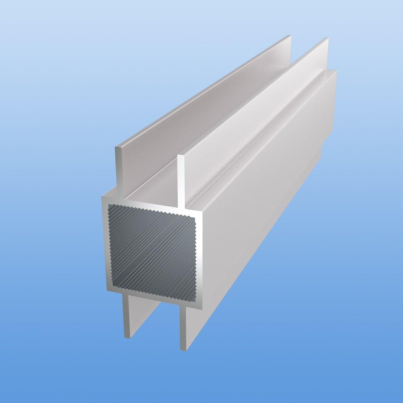 Vierkantrohr für Steckverbinder mit Doppelstegen | Ausführung 16mm H-Profil | Silber eloxiert - E6 EV1 | 30 x 30 x 2 mm
