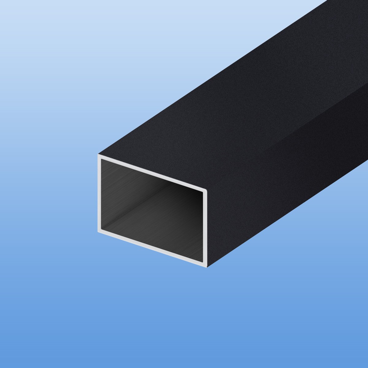Vierkantrohr aus Aluminium | Schwarz RAL 9005 FS  | 60 x 40 x 2 mm