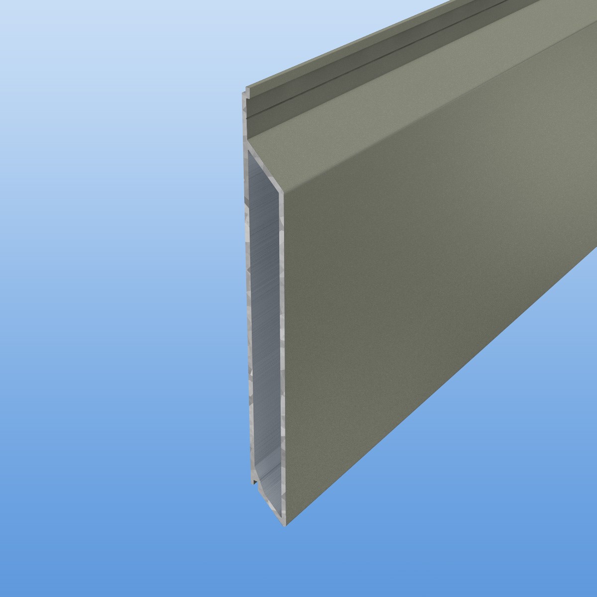 Rhombusprofil aus Aluminium 16mm mit Montagesteg in Grau (RAL 7030) - Sichtfläche 134mm