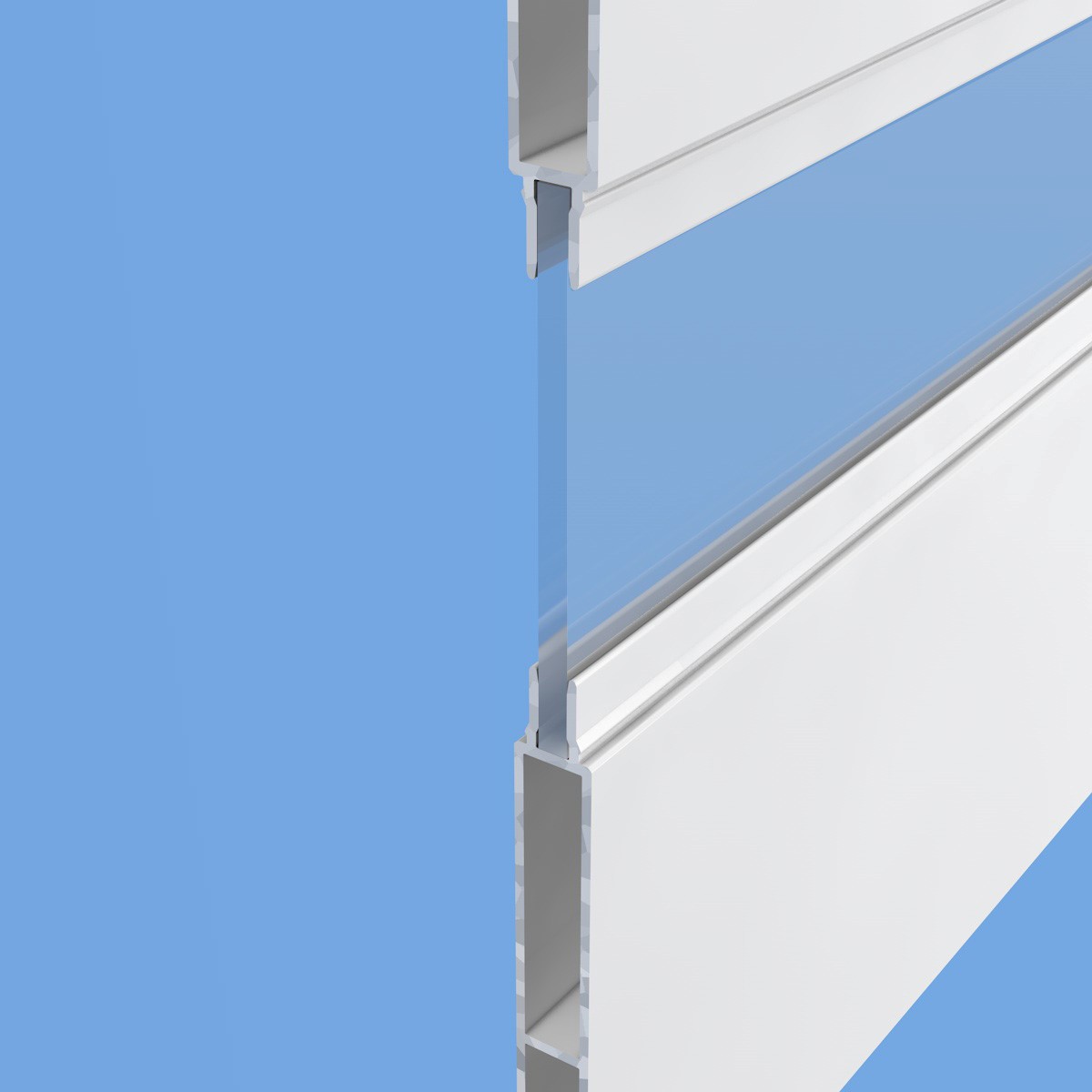 Trennwandprofil aus Aluminium mit Nut und Feder in Weiß incl. Plexiglas