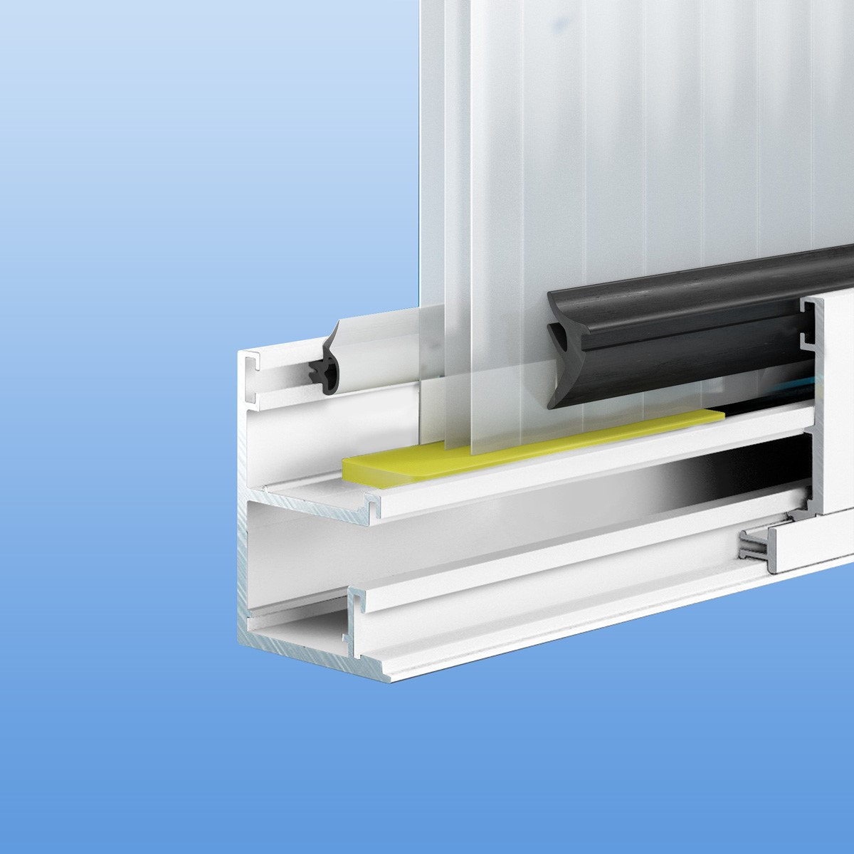 Verglasungsprofil in weiß mit Dichtung für 16mm Stegplatten