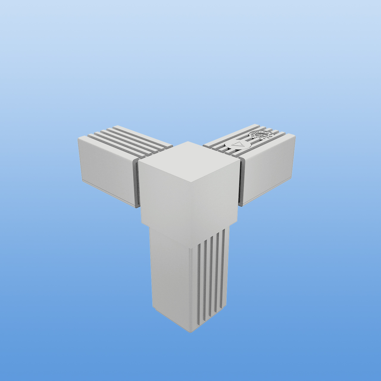 Steckverbinder für 30 x 30 x 2 mm Vierkantrohr | rechter Winkel mit einem Abgang | Grau mit Stahlkern