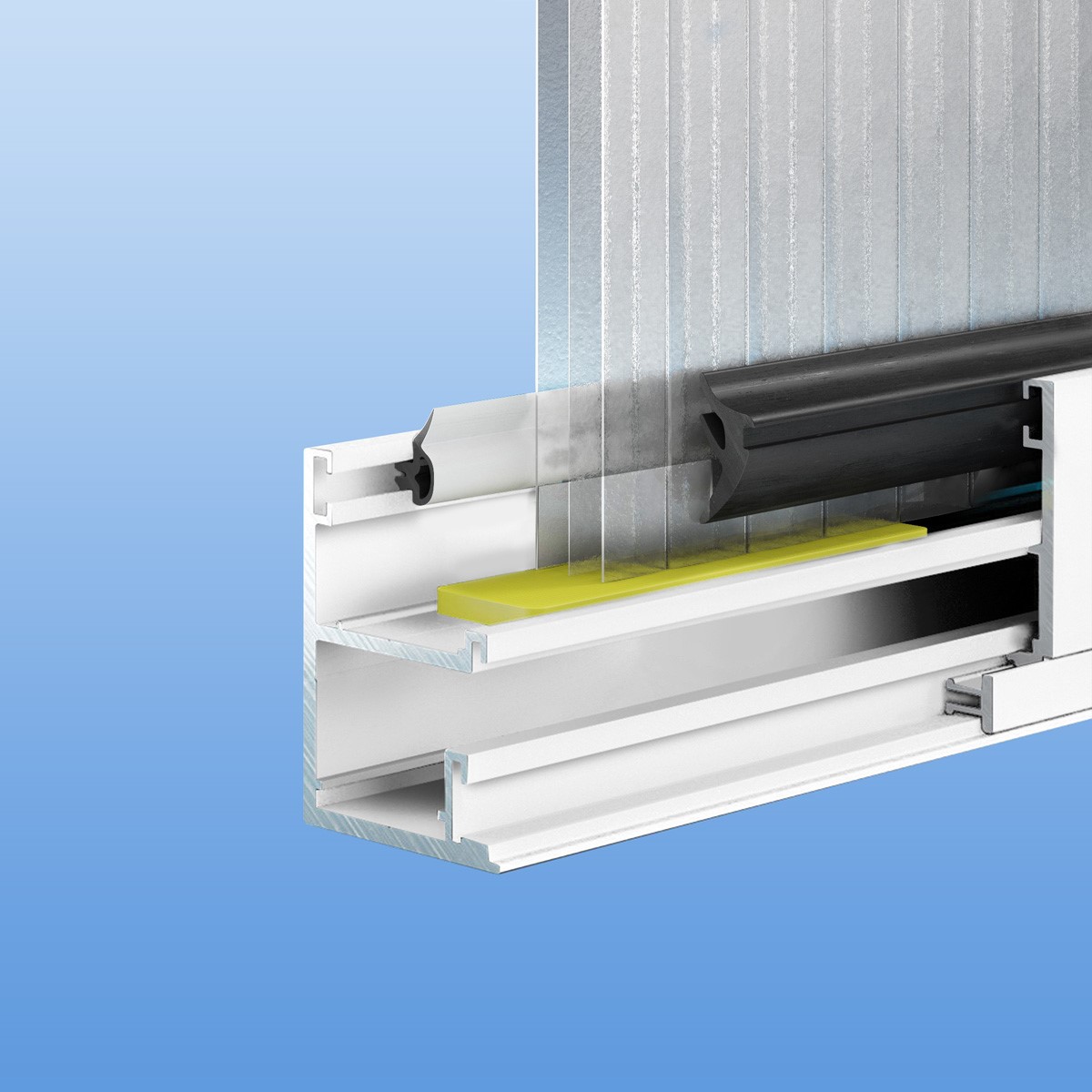 Verglasungsprofil in weiß mit Dichtung für 16mm Stegplatten