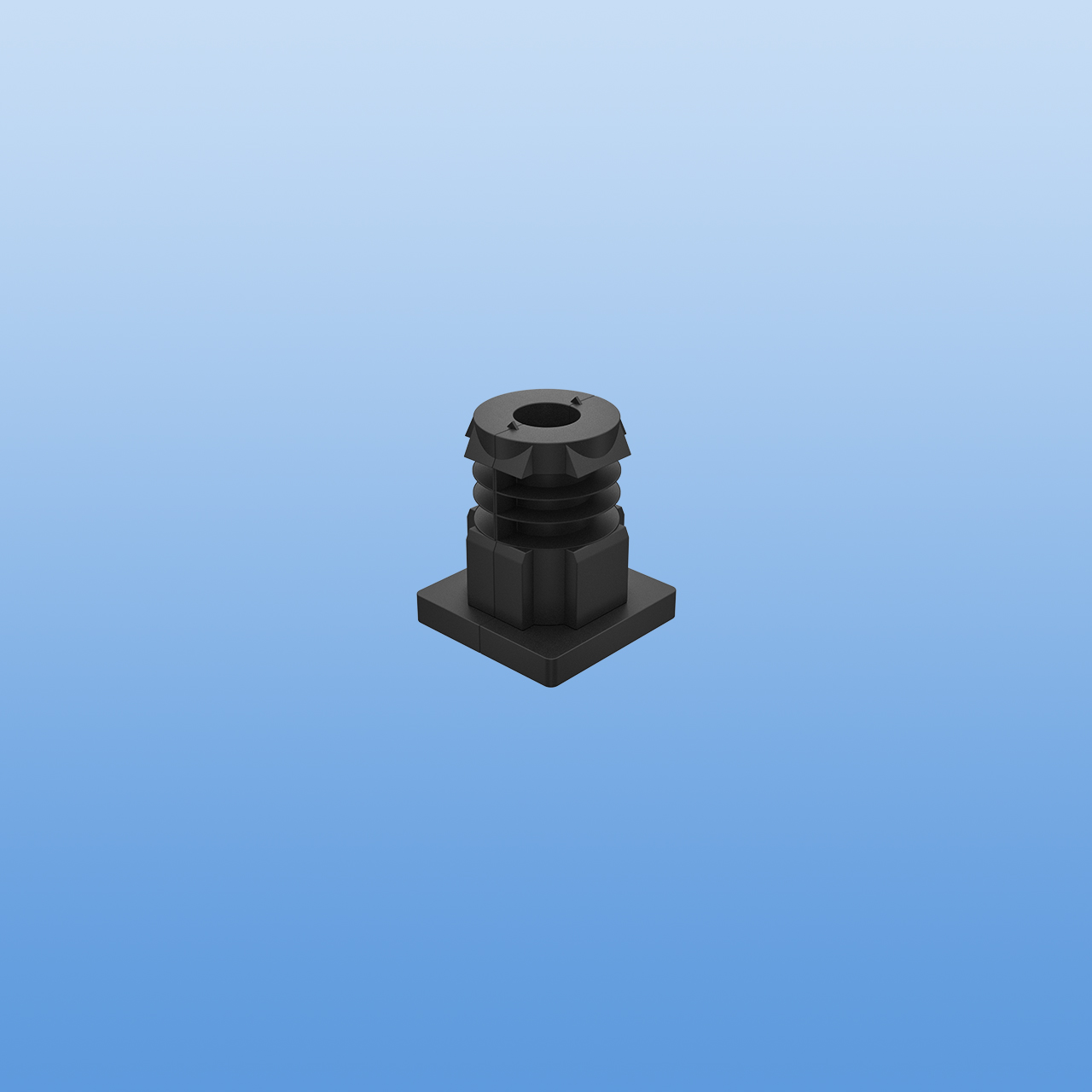 Lamellenstopfen für 30 x 30 x 2 mm Vierkantrohr | Gewindestopfen M8 | Schwarz