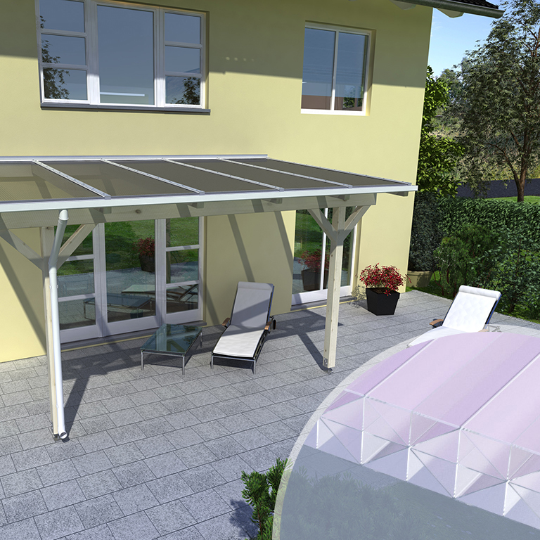 Standard Komplettdach mit 16 mm Stegplatten Makrolon IQ Relax