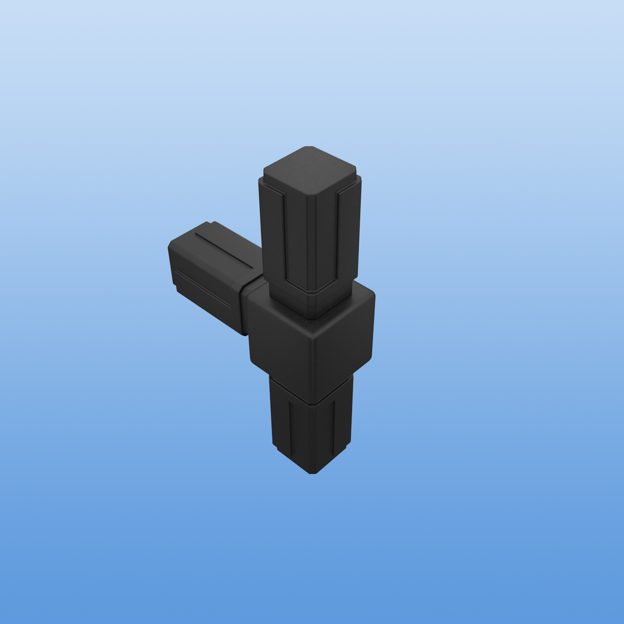 Steckverbinder für 13,5 x 13,5 x 1,25 mm Vierkantrohr | T-Stück | Schwarz