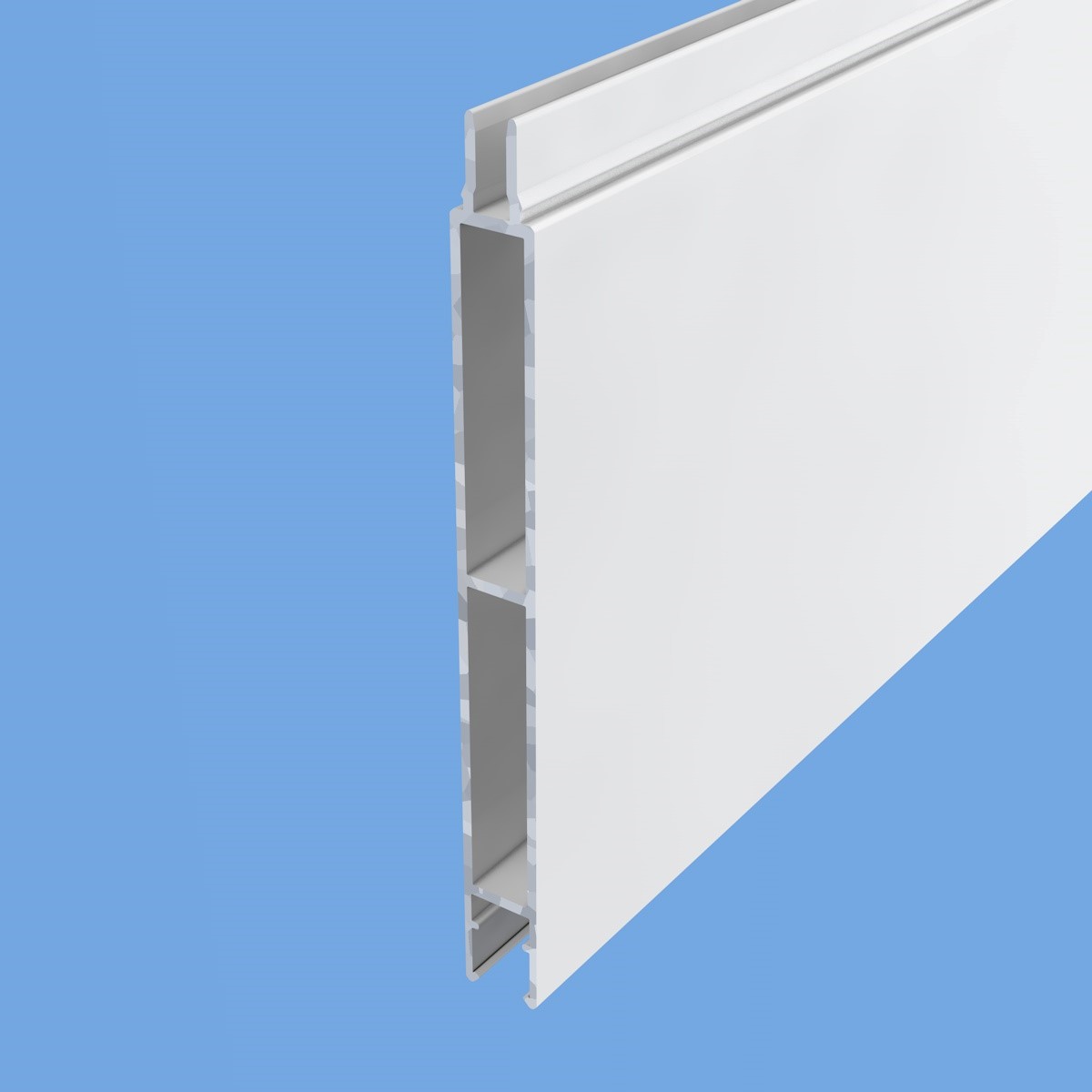 Trennwandprofil aus Aluminium mit Nut und Feder in Weiß
