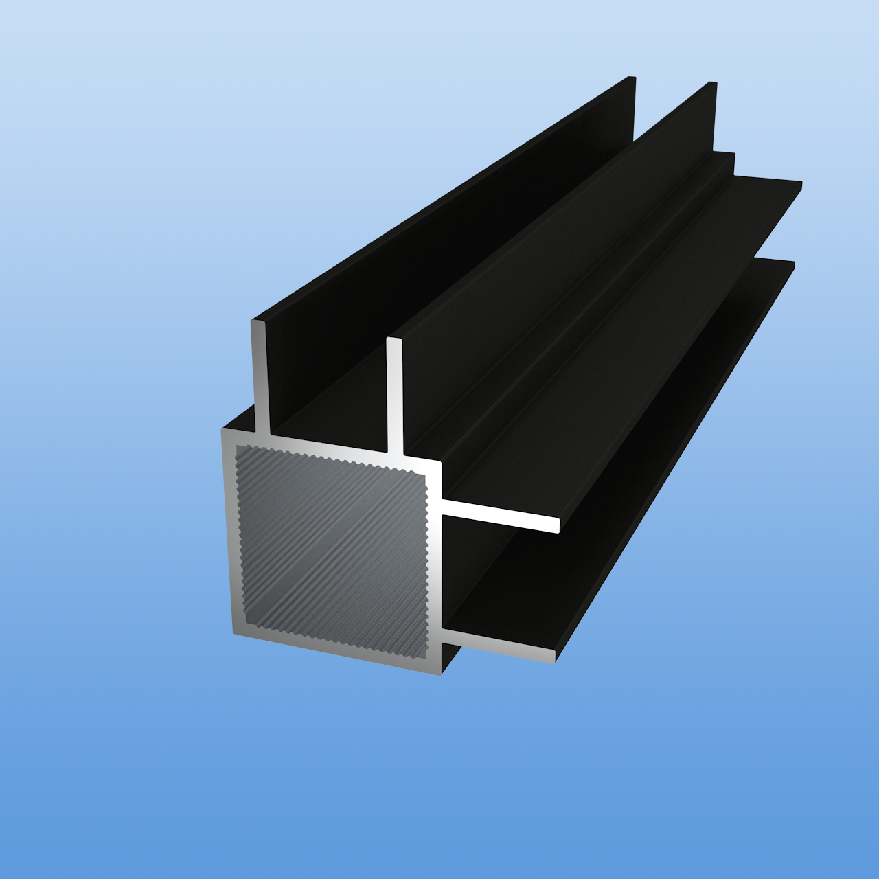 Vierkantrohr für Steckverbinder mit Doppelstegen | Ausführung 16mm Eckprofil | Schwarz eloxiert - E6 C35 | 30 x 30 x 2 mm