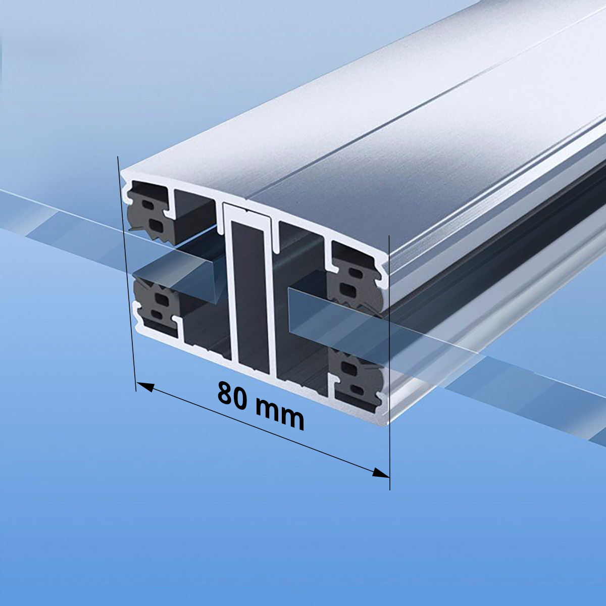 Verlegesprosse für 12mm Glas / VSG (Verbindungssprosse) - 80mm