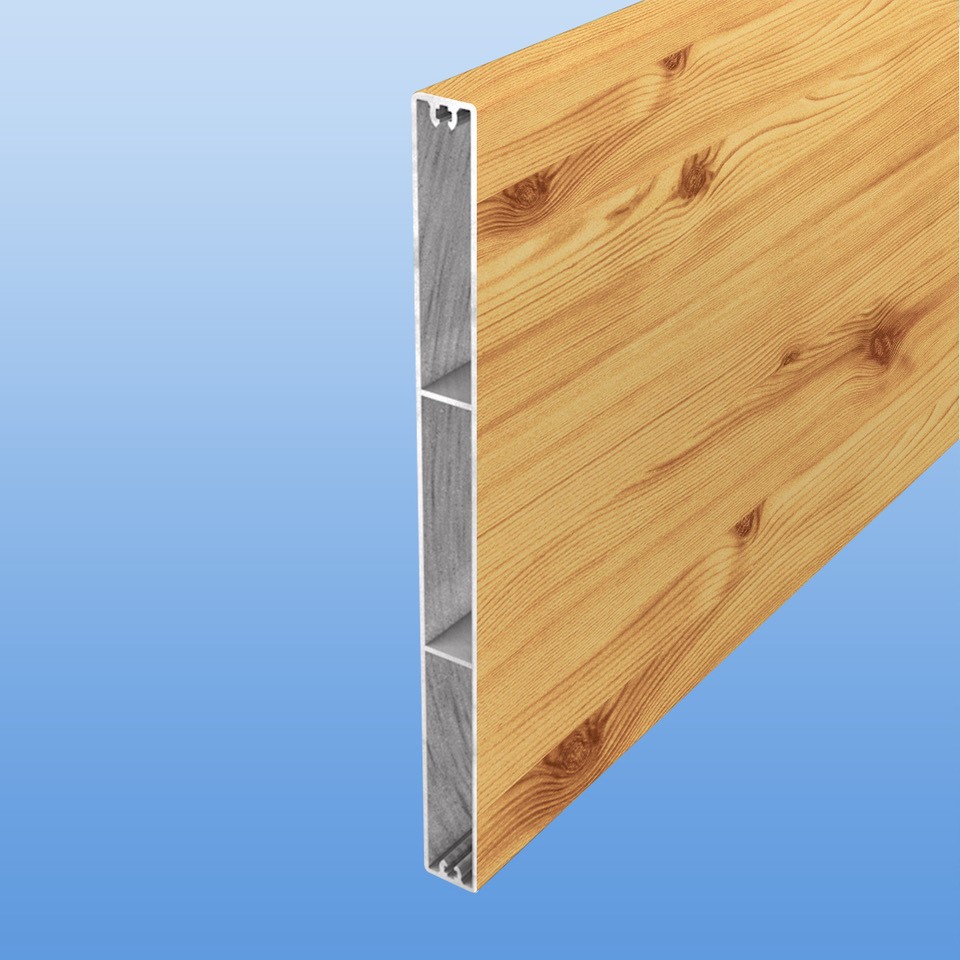 Zaunplanke aus Aluminium 200 mm breit in Holzoptik (Fichte)