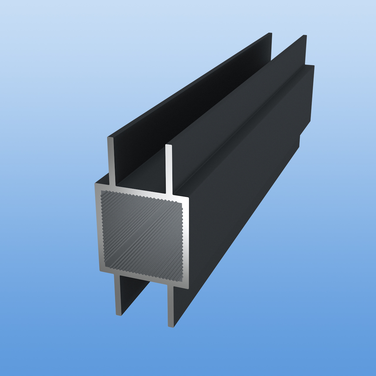 Vierkantrohr für Steckverbinder mit Doppelstegen | Ausführung 16mm H-Profil | Anthrazit - RAL 7016 | 30 x 30 x 2 mm