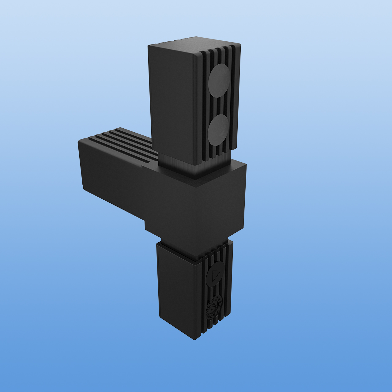 Steckverbinder für 30 x 30 x 2 mm Vierkantrohr | T-Stück | Schwarz mit Stahlkern