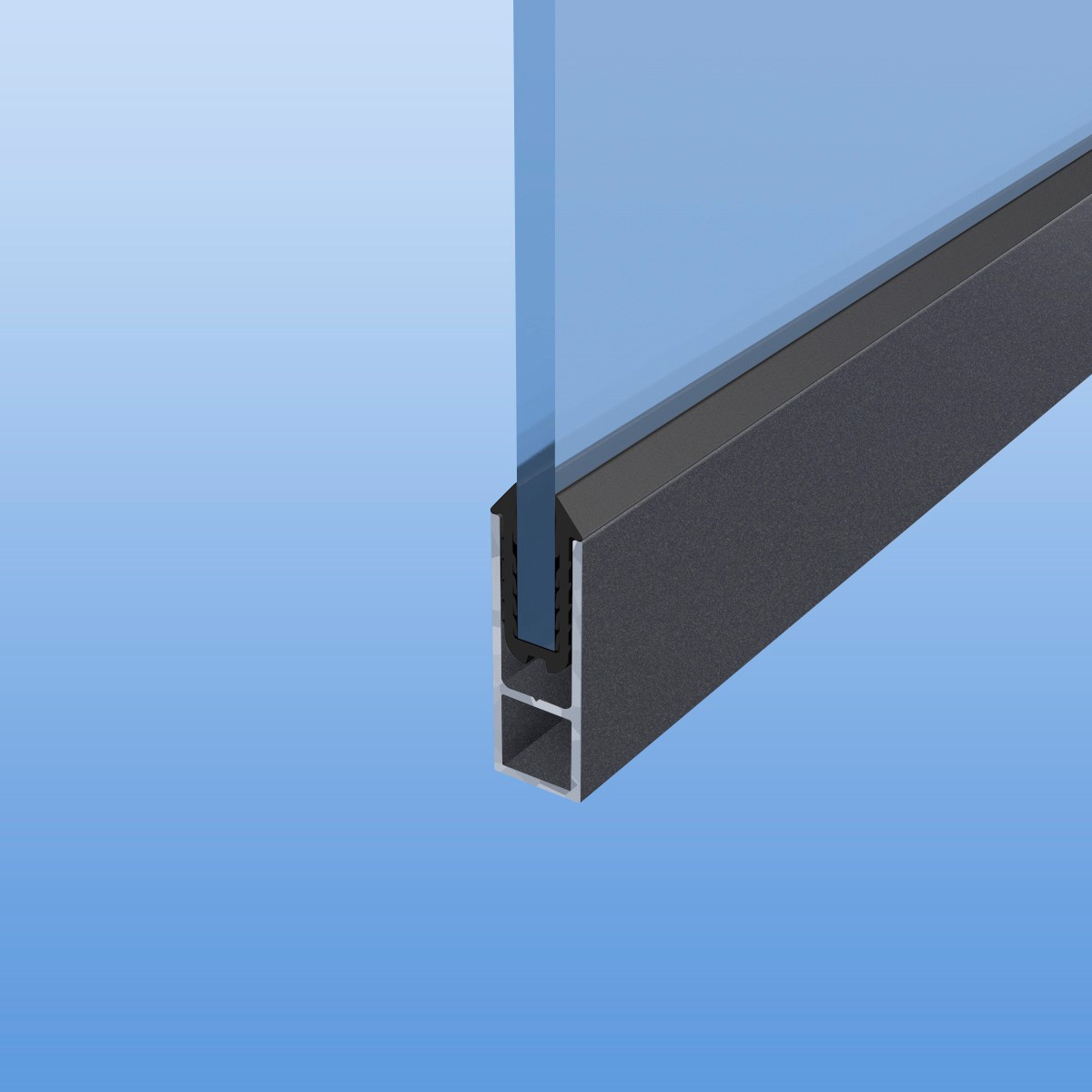 Rahmenprofil anthrazit mit Dichtung für 8,76 mm VSG Glas