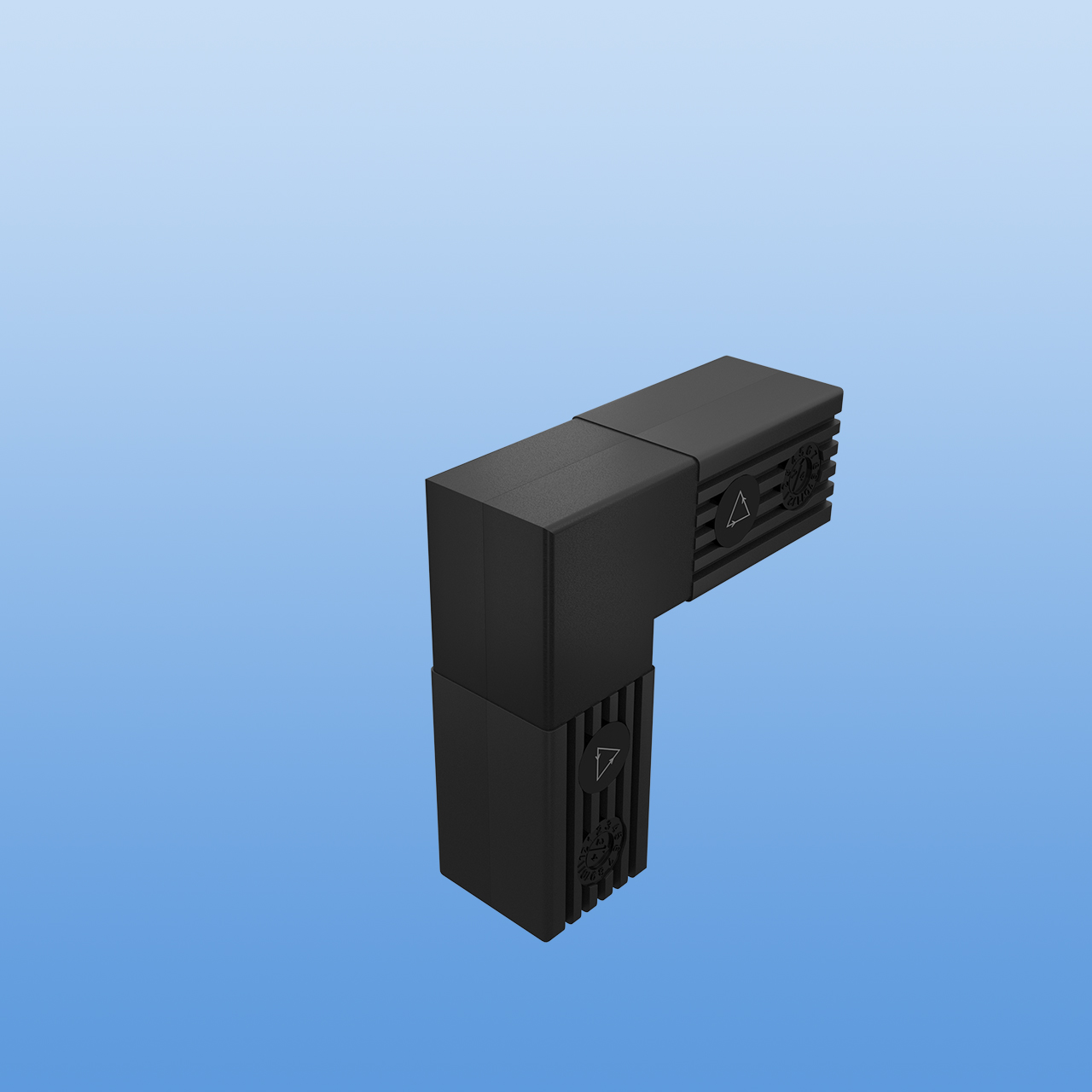 Steckverbinder für 30 x 30 x 2 mm Vierkantrohr | rechter Winkel ohne Kopf | Schwarz mit Stahlkern