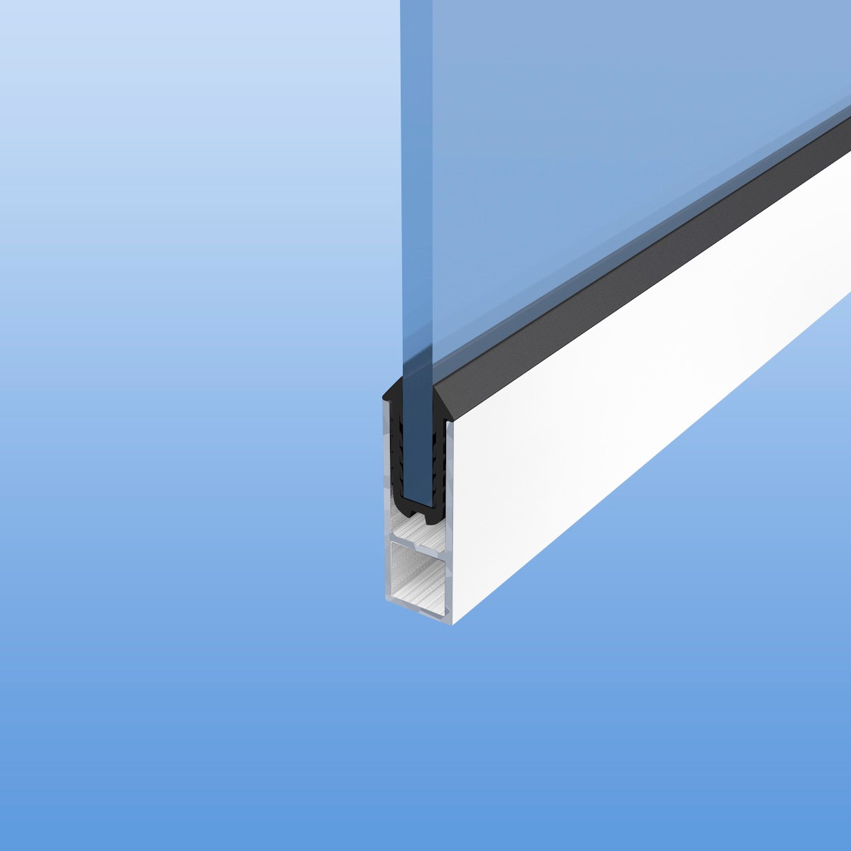 Rahmenprofil weiß mit Dichtung für 8,76 mm VSG Glas