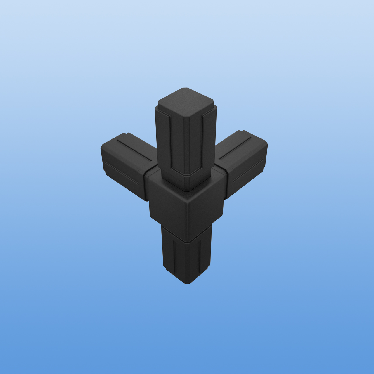 Steckverbinder für 13,5 x 13,5 x 1,25 mm Vierkantrohr | T-Stück mit einem Abgang | Schwarz