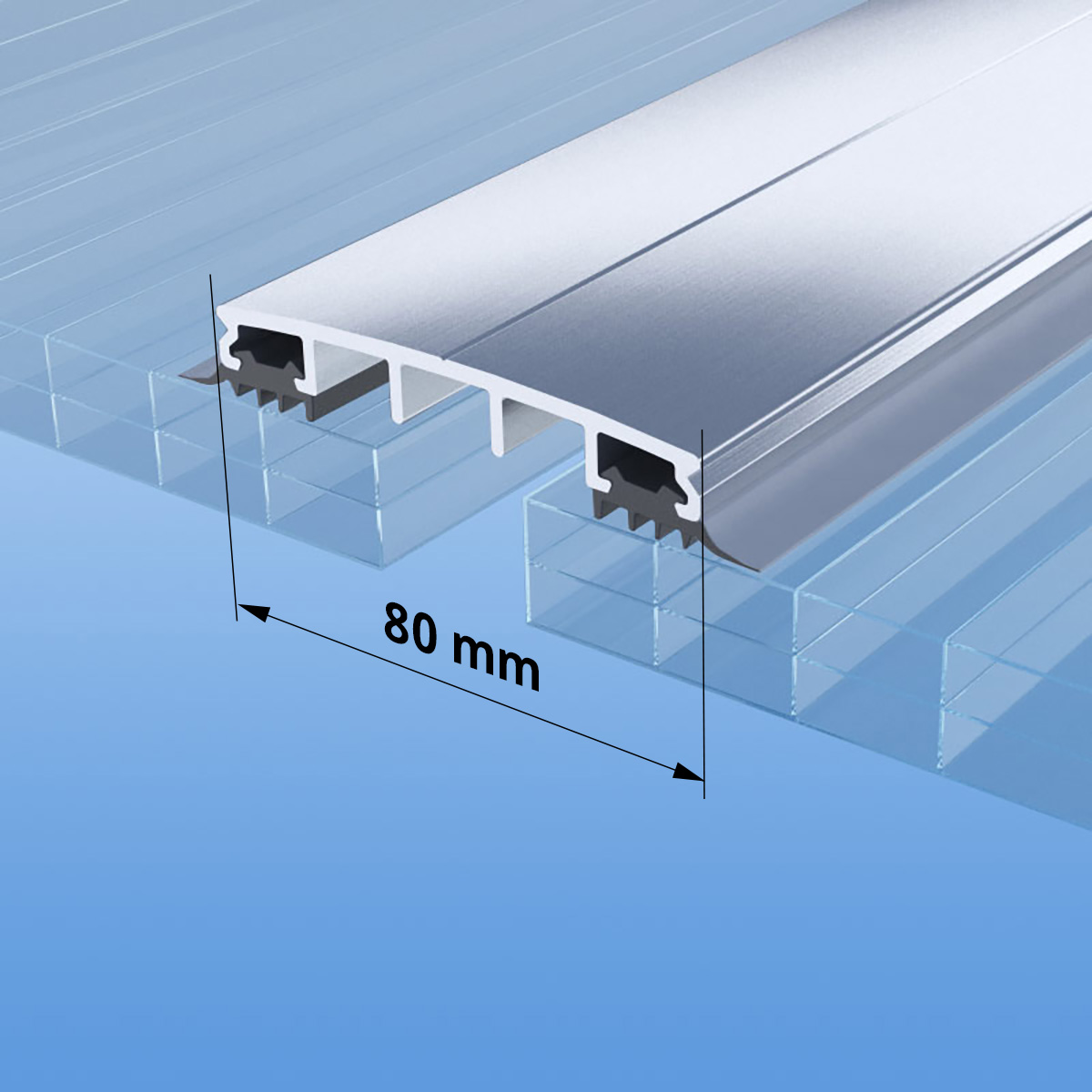 Verbinder für 16 mm Platten mit Schrauben, Dichtungen und Untergummi (80mm)