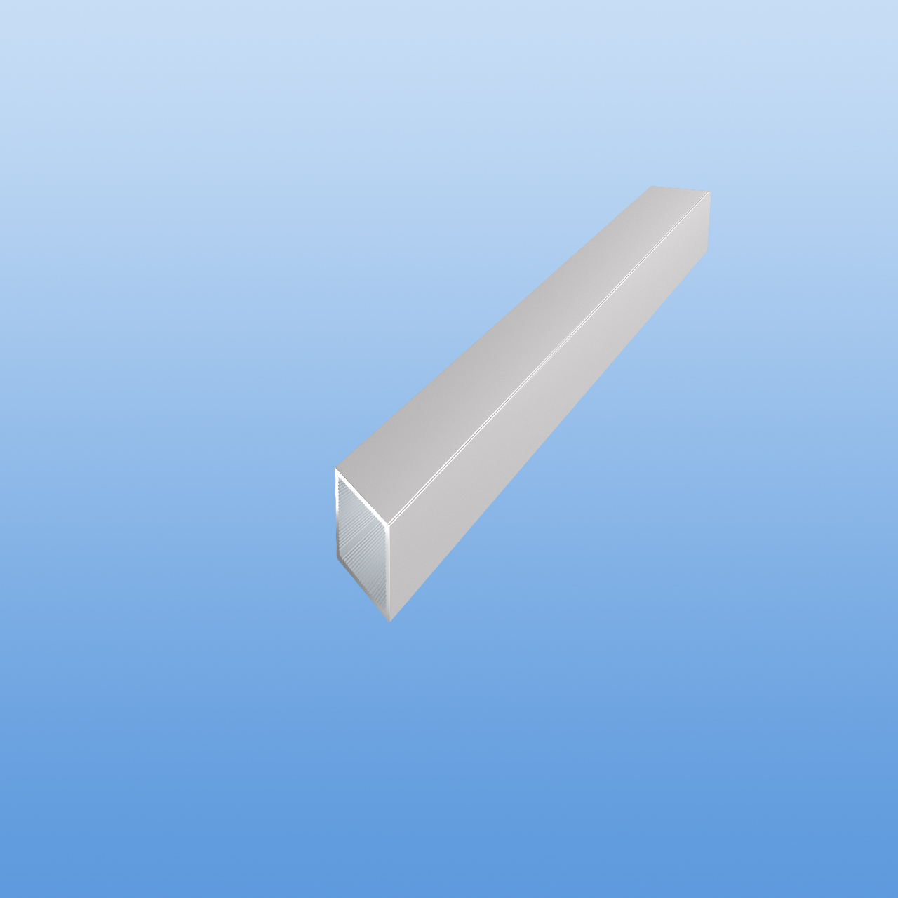 Vierkantrohr für Steckverbinder | Silber eloxiert - E6 EV1 | 13,5 x 13,5 x 1,25 mm | einseitig 45 Grad