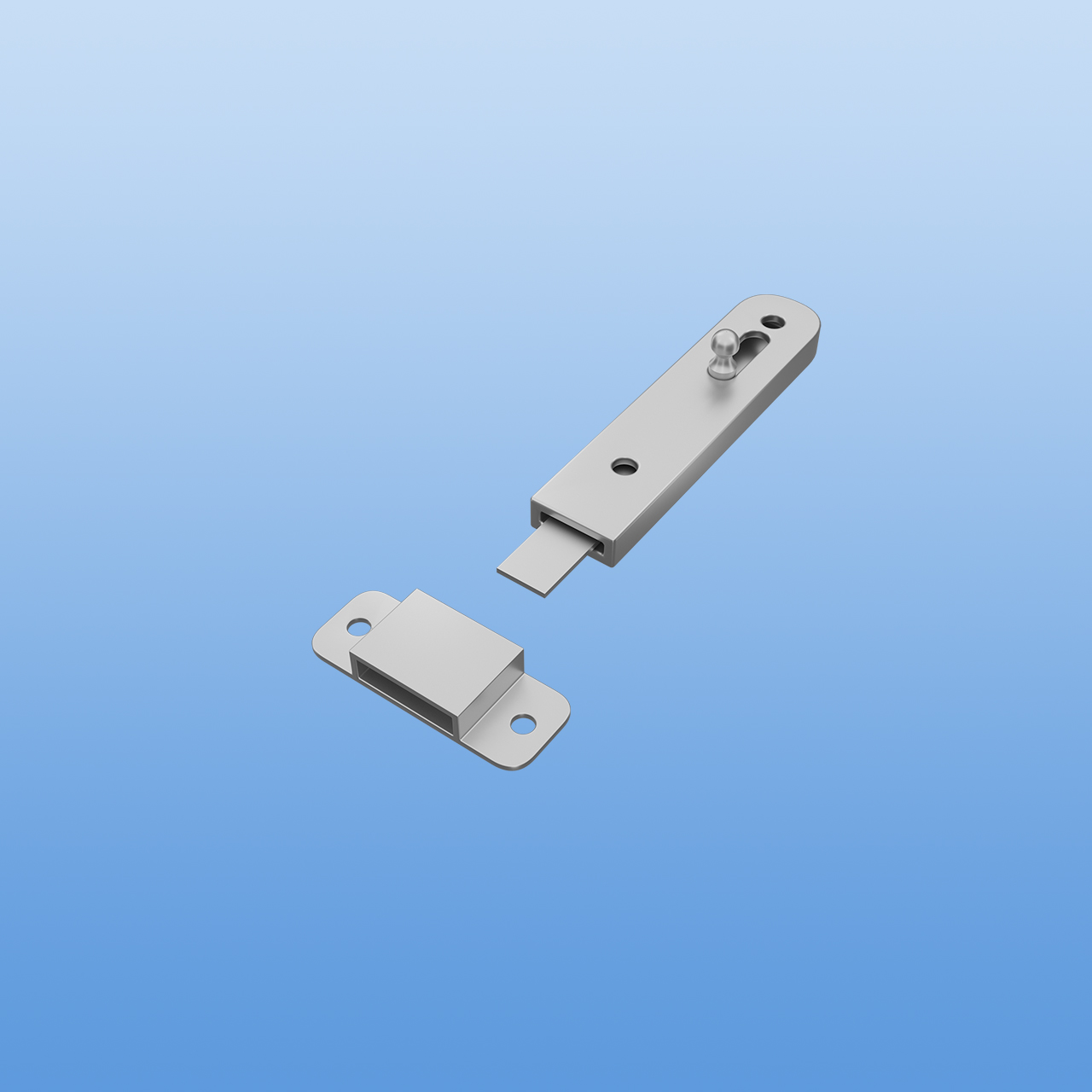 Türriegel / Möbelriegel mit Aufnahme 70x16x6mm