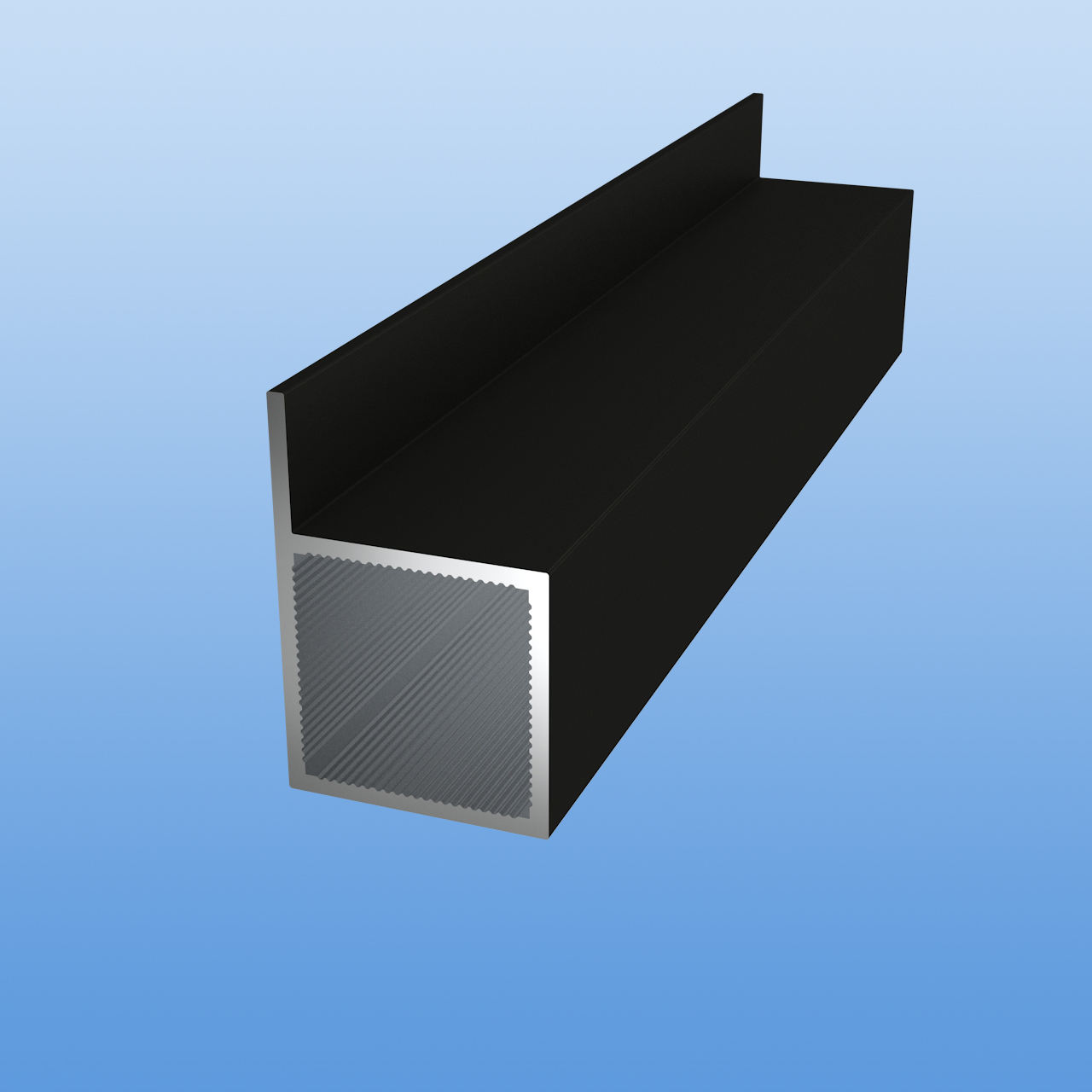 Vierkantrohr für Steckverbinder mit flächenbündigem Steg | Schwarz eloxiert - E6 C35 | 30 x 30 x 2 mm