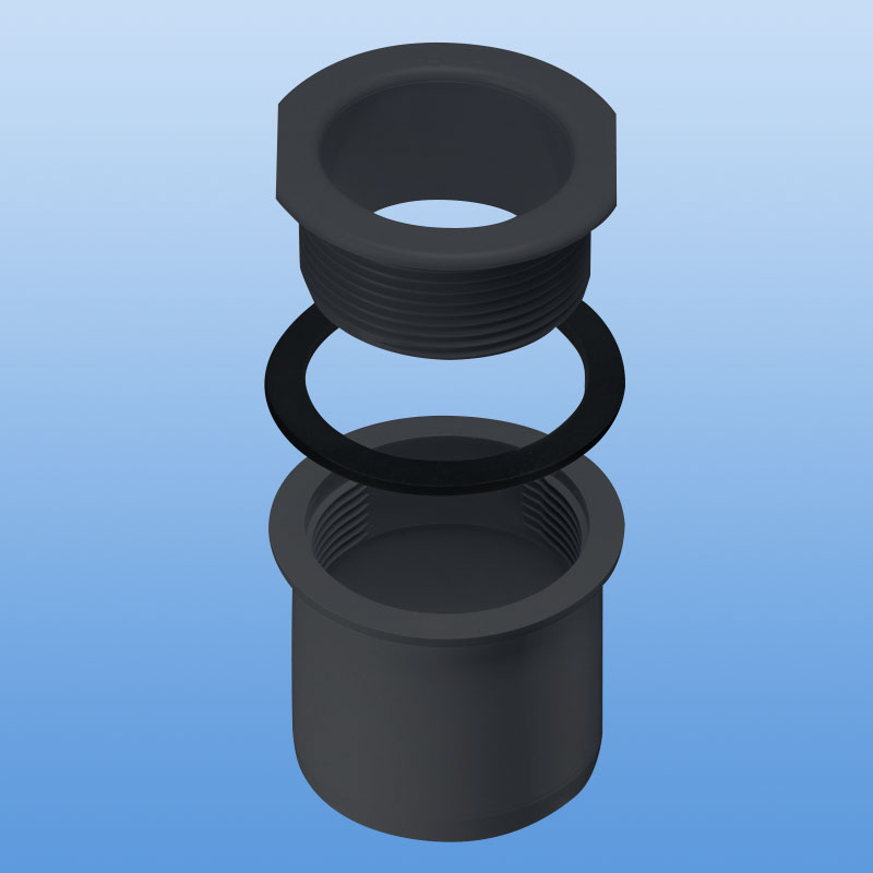 Ablaufstutzen zum einschrauben mit Dichtung in anthrazit